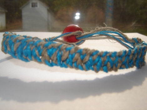 Hemp Bracelet - turquoise/natural hemp bracelet 
